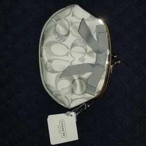 Beautiful silver Coach coin purse